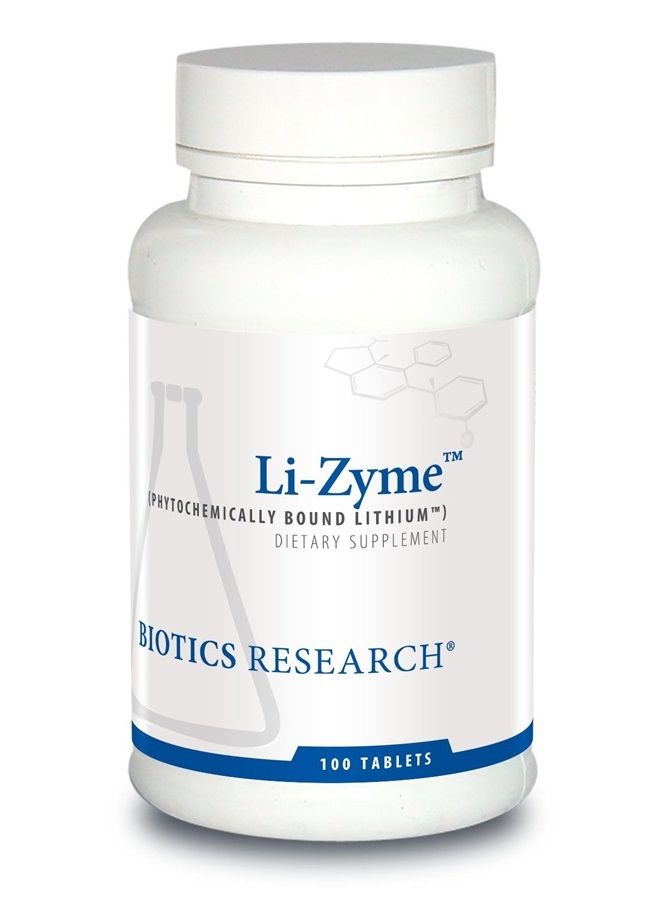 Biotics Research Li Zyme 50 micrograms, Lithium as a Whole Food, phytochemically Bound Lithium. Highly bioavailable. Supports Brain Function. Memory and Mood Support.100 Tablets