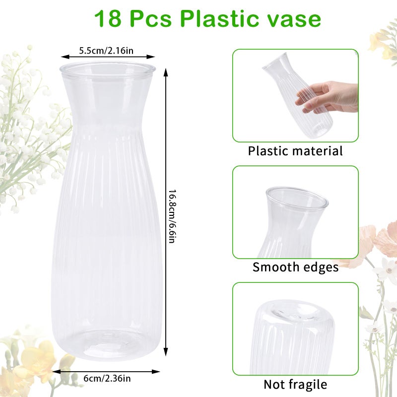 DISWALE 18 Pcs Plastic Bud Vases Bulk, Small Clear Flower Containers, Shatterproof Crystal Bud Vases for Centerpieces, Wedding, Home Table Decorations, Formal Dinners - Image 2