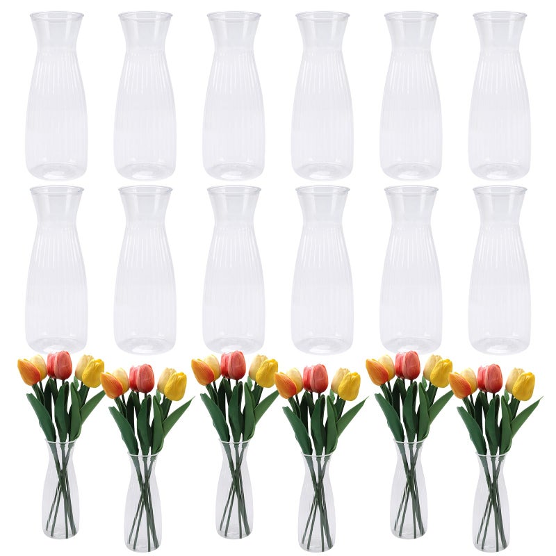 DISWALE 18 Pcs Plastic Bud Vases Bulk, Small Clear Flower Containers, Shatterproof Crystal Bud Vases for Centerpieces, Wedding, Home Table Decorations, Formal Dinners - Image 1