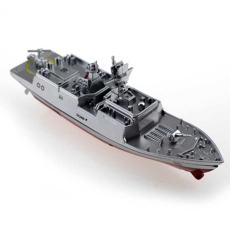 Tipmant Military RC Naval Ship Vessel Model Remote Control Boat Speedboat Yacht Electric Water Kids Toy - Silver - Image 2