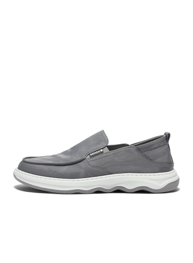 Senda a Canvas Shoes For Men, Summer Breathable Non-stuffy Slip-on Loafers Casual Shoes, Gray, Size 41 - Image 1