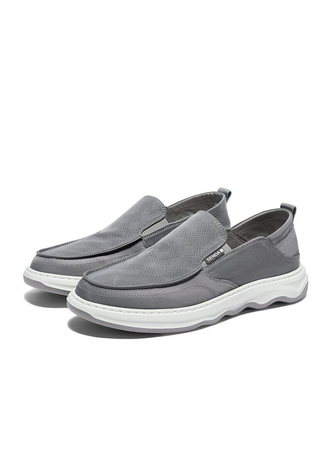 Senda a Canvas Shoes For Men, Summer Breathable Non-stuffy Slip-on Loafers Casual Shoes, Gray, Size 41 - Image 3