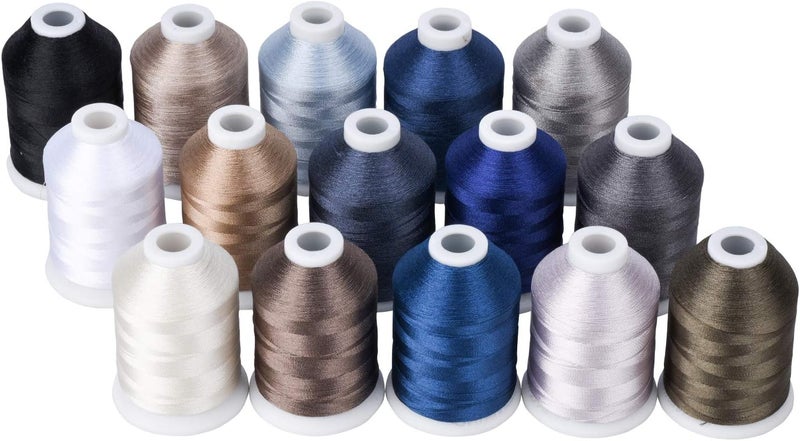 simthread 15 Spools Gray Series Polyester Embroidery Thread Set, Each Spool 40WT and 1100YD for Embroidery Sewing Machine - Image 1