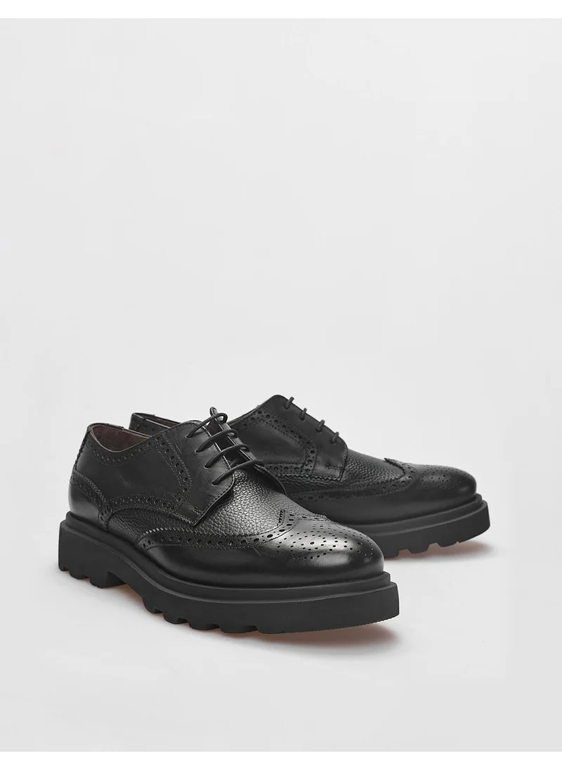 كاباني Leather Black Lace-Up Men's Casual Shoes