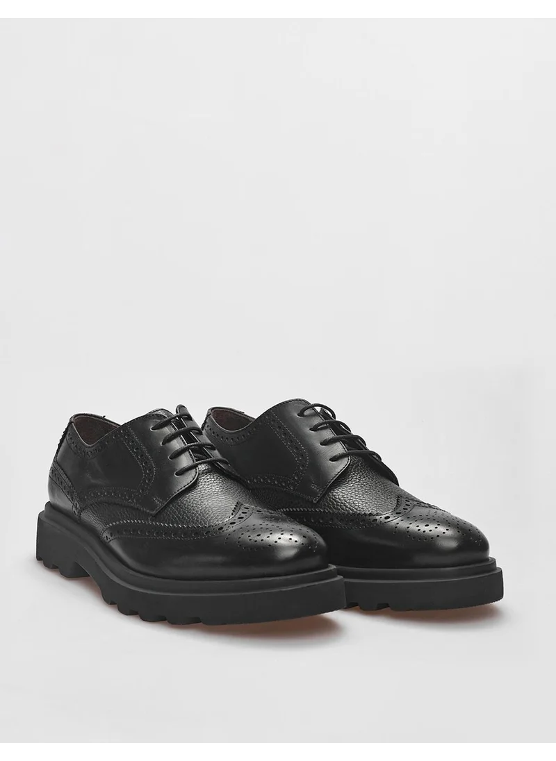 كاباني Leather Black Lace-Up Men's Casual Shoes