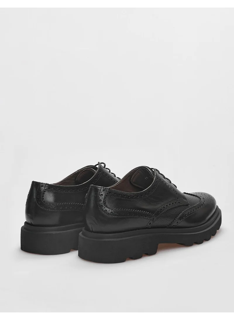 كاباني Leather Black Lace-Up Men's Casual Shoes