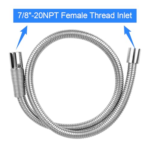 TNROTED 46 Inch Pre Rinse Sprayer Hose 142 GPM Commercial Kitchen Dish Spray Hose for Kitchen Sink Faucet Flexible Stainless Pre Rinse Faucet Hose Replacement Kit - Image 3