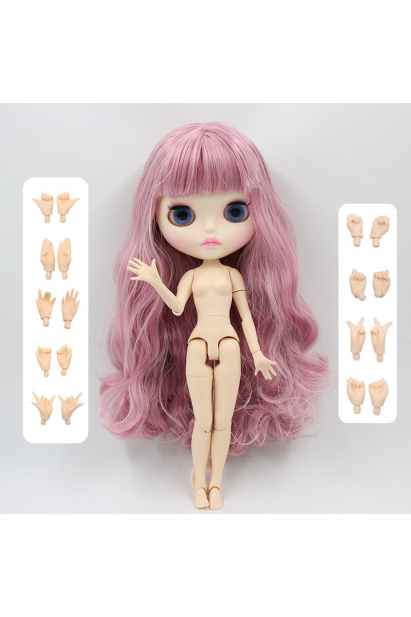 white skin nude doll new matte face ICY DBS blyth doll 1/6 toy bjd joint body mix pink Hair white sk