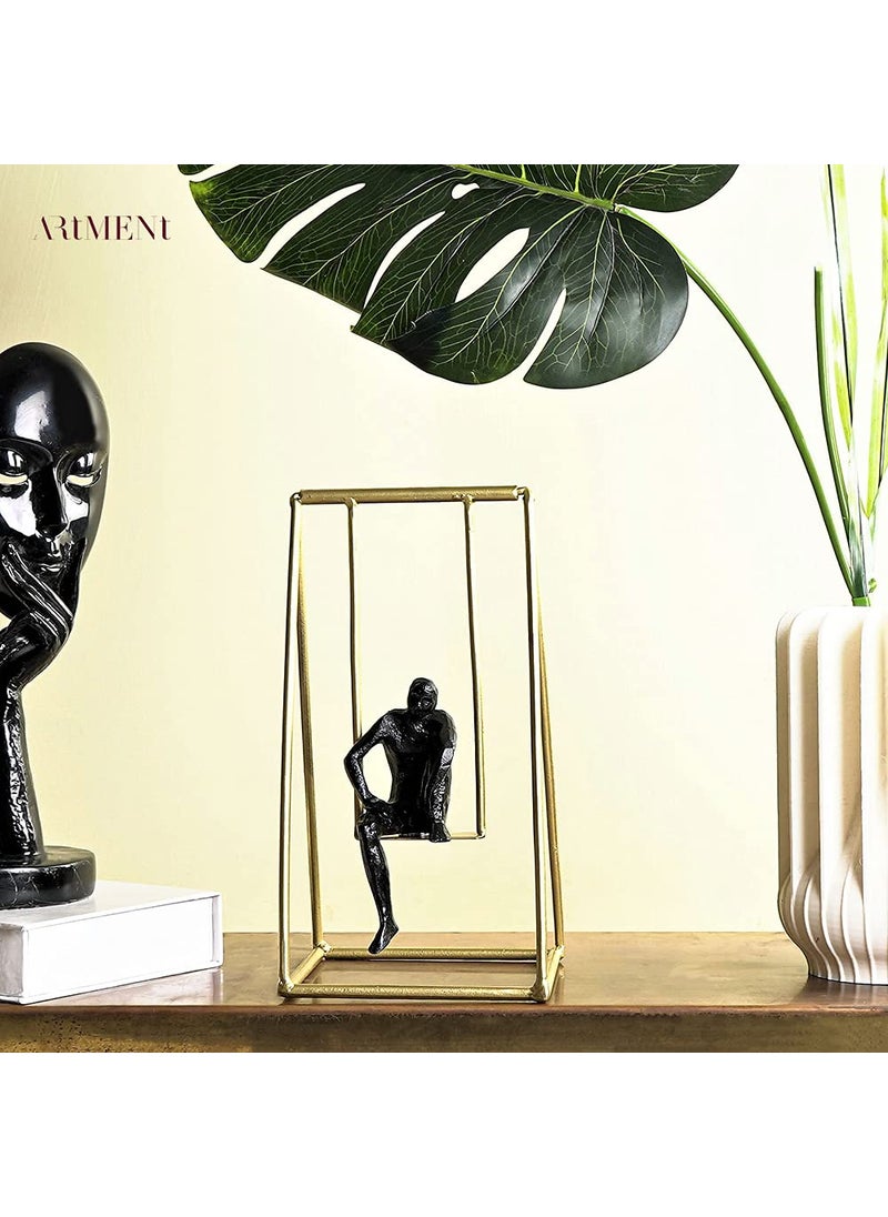 The Artment your artistic apartment The Artment your artistic apartment Modern Art Scholar Deep in Thought Table Accent Black Gold Resin Decorative Showpiece Home Dcor for Living Room Bedroom Gift Artisan Crafted Elegant Design  - Image 3
