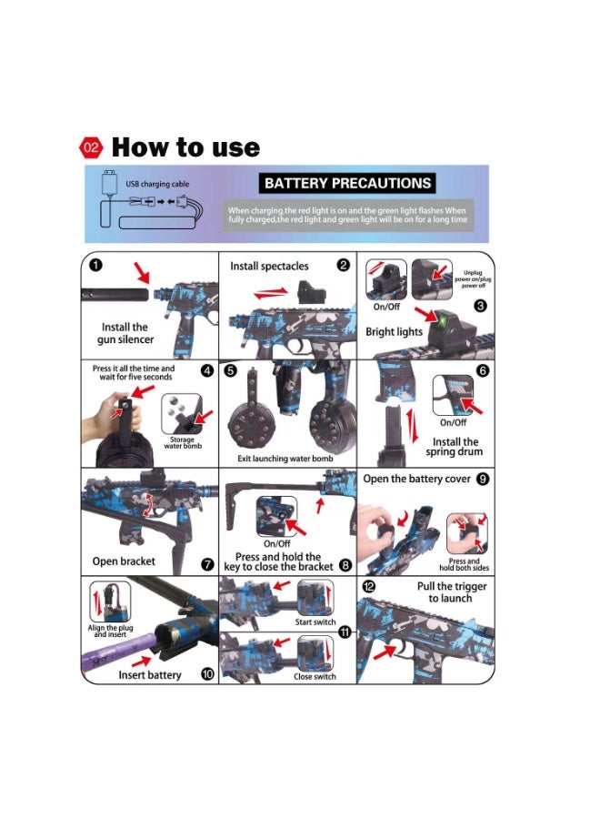 Moonmen Electronic Gel Blaster Water Bead Toy Gun Outdoor Play Blasters MP9 Style - Image 3