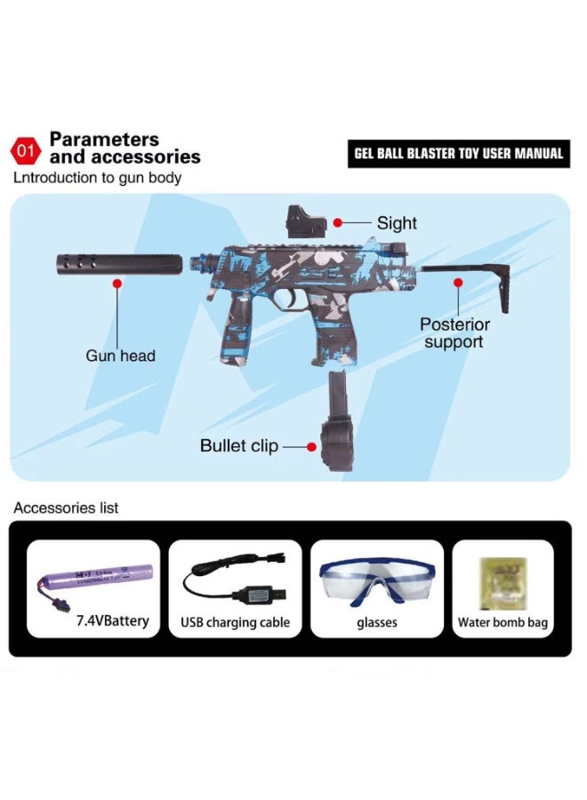 Moonmen Electronic Gel Blaster Water Bead Toy Gun Outdoor Play Blasters MP9 Style - Image 2