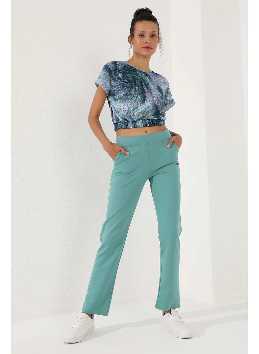 Tommy Life Mint Green Women's High Waist Pocket Slim Fit Classic Leg Tracksuit Bottom - 94185
