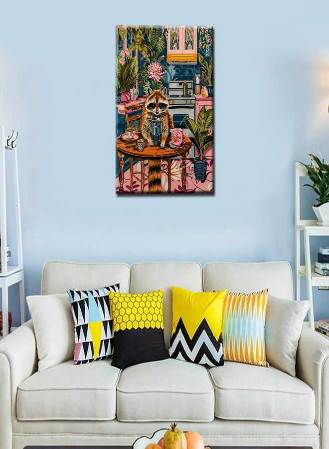Aihonmin Lovely Raccoon Paint by Numbers Restaurant table paint by Numbers Kits Children,Beautiful kitchen Painting Easy Acrylic on Canvas Perfect for Gift Home Wall Decor Without Framed 16''W x 20''H - Image 4