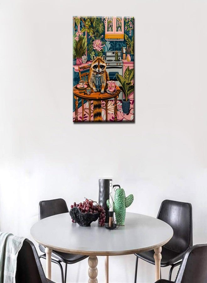 Aihonmin Lovely Raccoon Paint by Numbers Restaurant table paint by Numbers Kits Children,Beautiful kitchen Painting Easy Acrylic on Canvas Perfect for Gift Home Wall Decor Without Framed 16''W x 20''H - Image 2