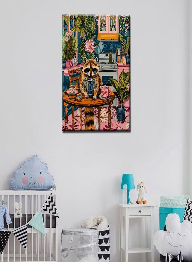 Aihonmin Lovely Raccoon Paint by Numbers Restaurant table paint by Numbers Kits Children,Beautiful kitchen Painting Easy Acrylic on Canvas Perfect for Gift Home Wall Decor Without Framed 16''W x 20''H - Image 3