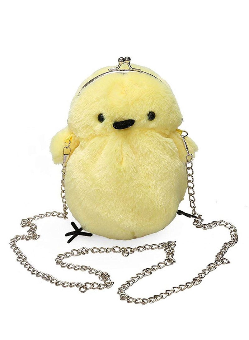SYOSI Women Cute Plush Crossbody Bag, Cute Chick Purse Crossbody Fluffy Fur Coin Wallet Chain Pouch, Chic Small Shoulder Purse Cell Phone Wallet for Girls Yellow - Image 1