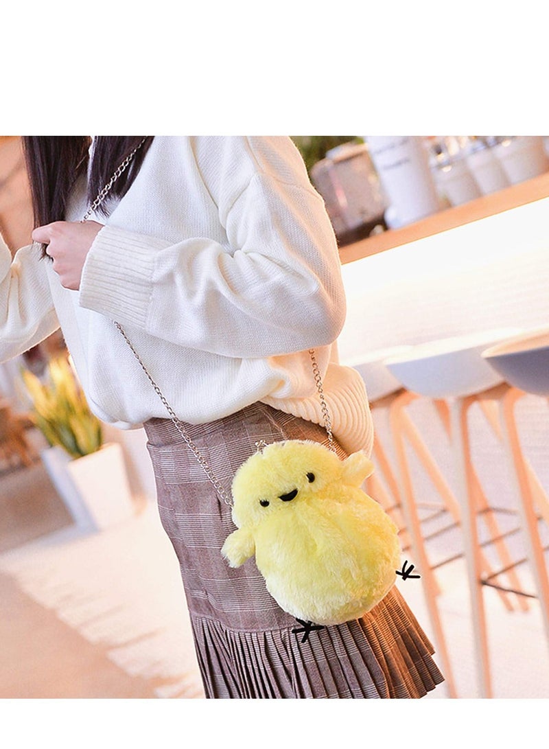 SYOSI Women Cute Plush Crossbody Bag, Cute Chick Purse Crossbody Fluffy Fur Coin Wallet Chain Pouch, Chic Small Shoulder Purse Cell Phone Wallet for Girls Yellow - Image 2