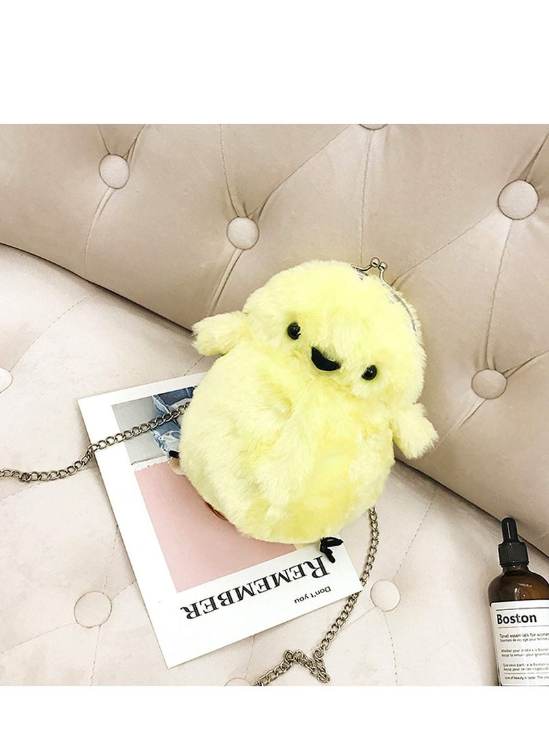 SYOSI Women Cute Plush Crossbody Bag, Cute Chick Purse Crossbody Fluffy Fur Coin Wallet Chain Pouch, Chic Small Shoulder Purse Cell Phone Wallet for Girls Yellow - Image 3