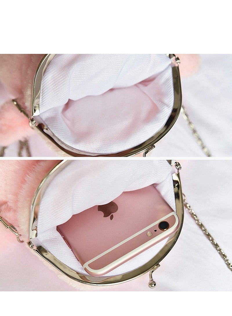 SYOSI Women Cute Plush Crossbody Bag, Cute Chick Purse Crossbody Fluffy Fur Coin Wallet Chain Pouch, Chic Small Shoulder Purse Cell Phone Wallet for Girls Yellow - Image 4