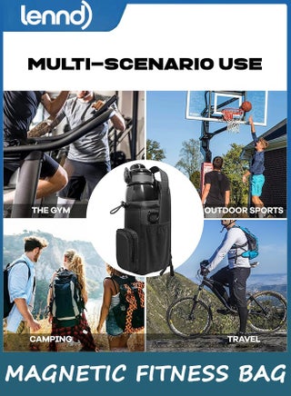 LENND Magnetic Gym Bag for Men and Women, Magnetic Water Bottle