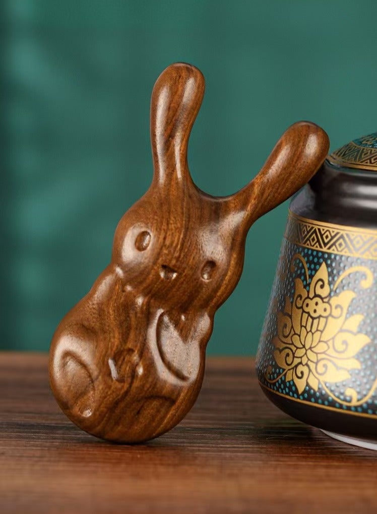 Rabbit-shaped Sandalwood Nose massagers,Wood Simple Nose  Beauty Scraping Stick Handheld Nose Scraping Tools - Image 1