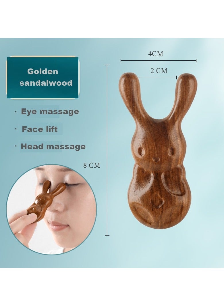 Rabbit-shaped Sandalwood Nose massagers,Wood Simple Nose  Beauty Scraping Stick Handheld Nose Scraping Tools - Image 2