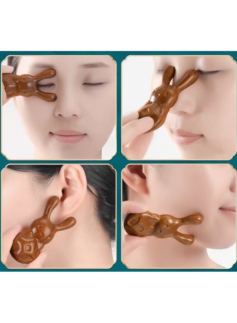 Rabbit-shaped Sandalwood Nose massagers,Wood Simple Nose  Beauty Scraping Stick Handheld Nose Scraping Tools - Image 4