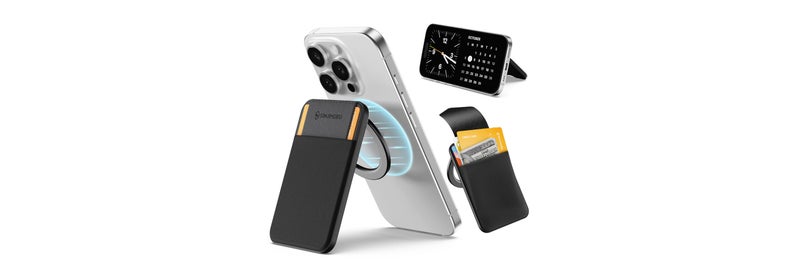 Sinjimoru for MagSafe Wallet Adjustable Stand with Compact Magnetic Wallet 3000G Secure Flap Cover Fits iPhone Series Top Access Type MFlap Stand Black - Image 2