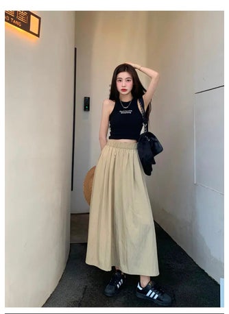 Lazy Style High-Waist Pleated Midi Skirt Apricot - pzsku/Z810EFF8FE8F73F32F283Z/45/1746231313/79342b3f-b21c-4eb7-b8a5-c62fff41c254