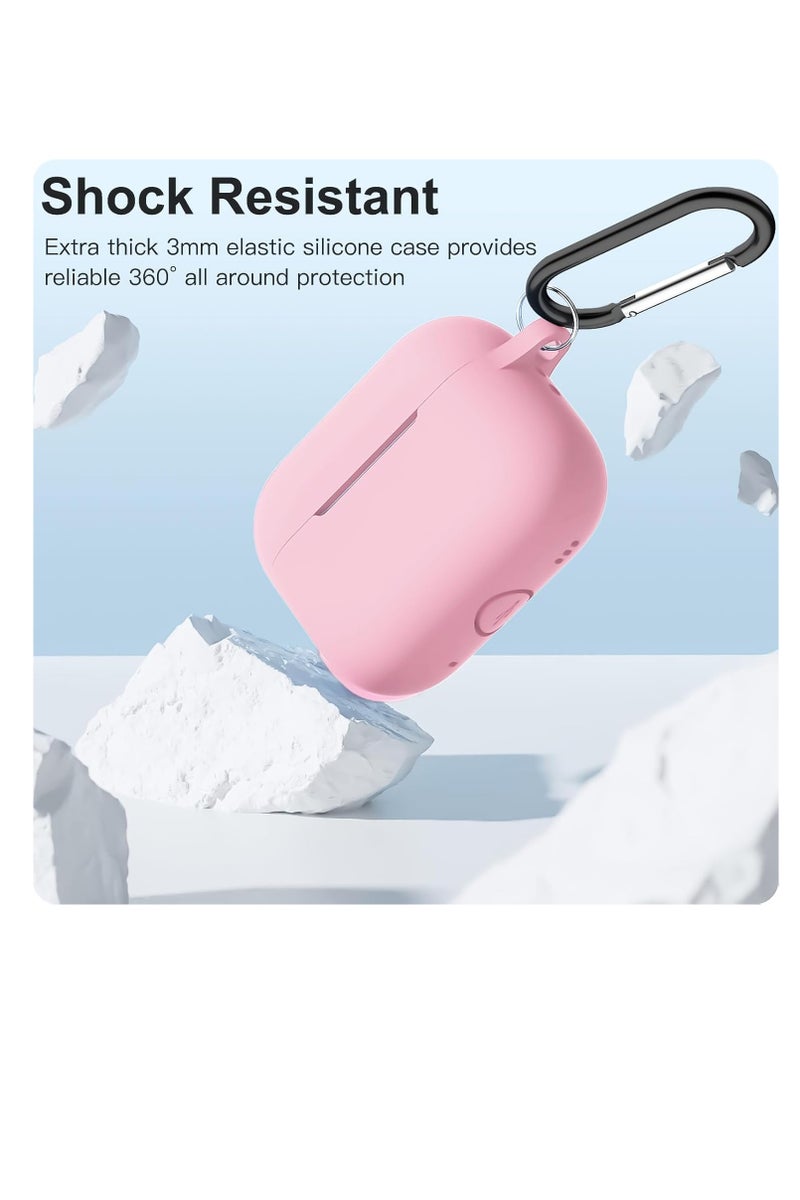 Compatible with AirPods 4 Case (2024), Soft Silicone Full Protective Case Cover with Keychain, For Apple AirPods 4th Generation for Women Men (Pink) - Image 2