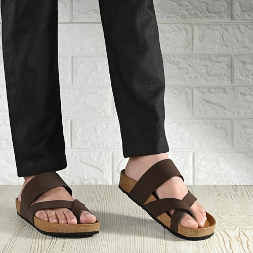 Centrino Mens Cushion Sliders/Slippers | PU Padding on the Footbed | Bounce Back Technology | Comfortable & LightWeight | Stylish & Everyday Flip Flops for Gents 6864-11_COFFEE_8 - Image 3