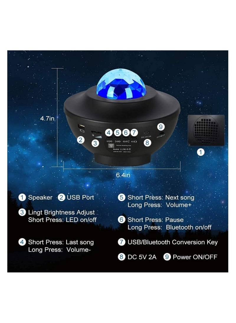 Laser Star Projector LED Night Light Projector with Nebula Cloud 3 in 1 Sky Ocean Wave Projection with Bluetooth Speaker Voice Control for Birthday Party Home Theatre Baby Kids Bedroom - Image 4