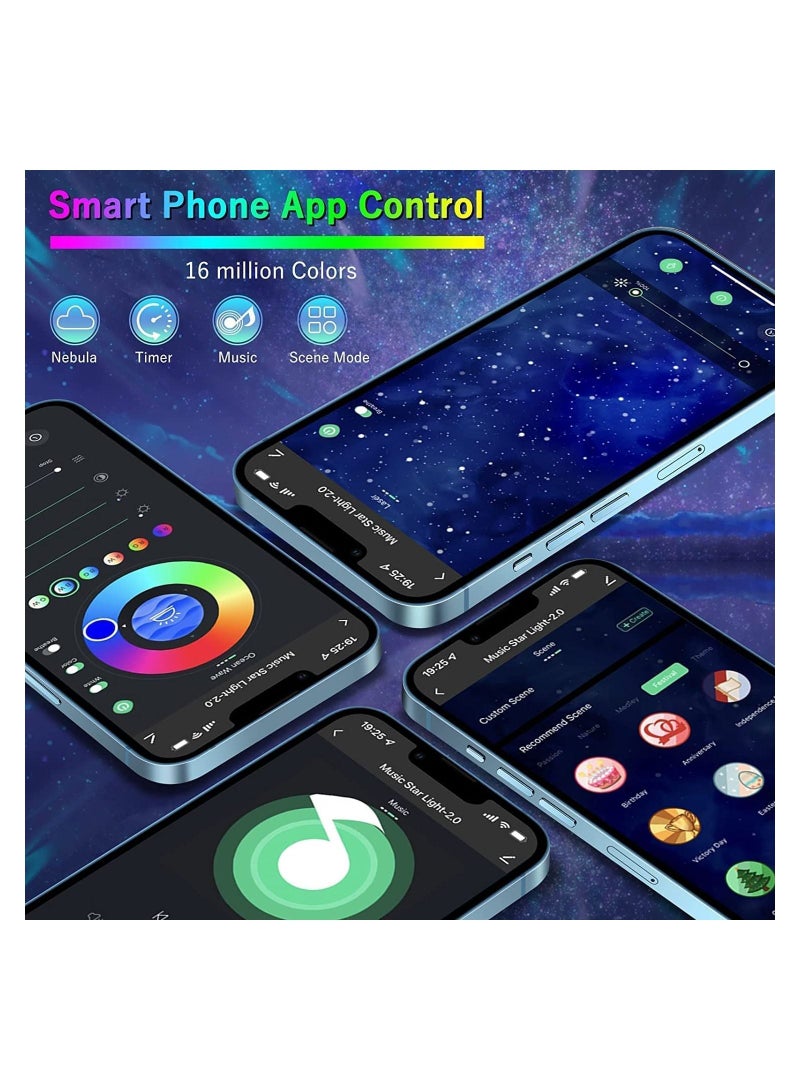 Laser Star Projector LED Night Light Projector with Nebula Cloud 3 in 1 Sky Ocean Wave Projection with Bluetooth Speaker Voice Control for Birthday Party Home Theatre Baby Kids Bedroom - Image 3