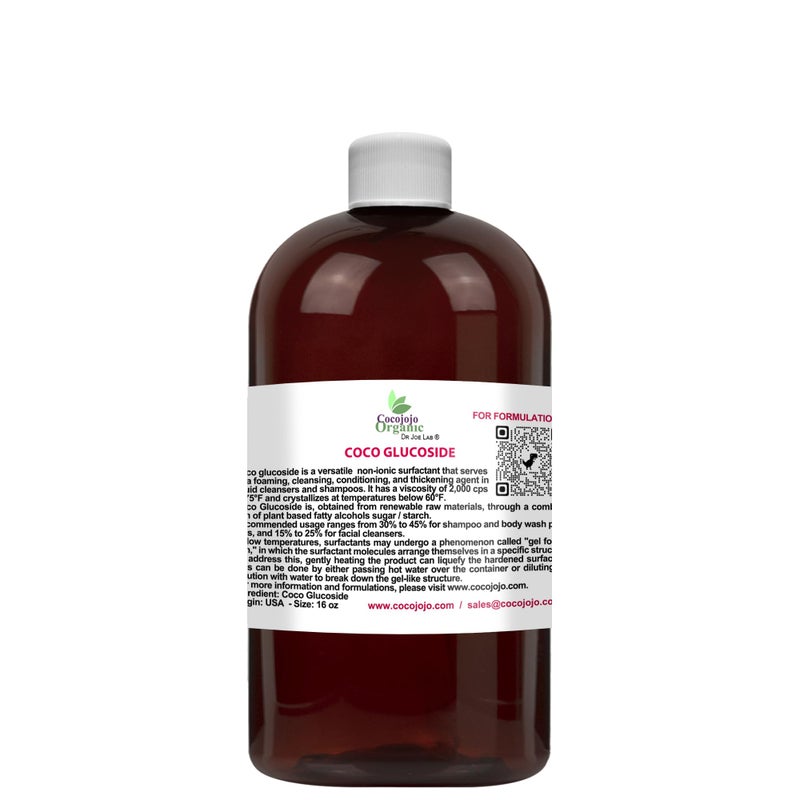 cocojojo Coco Glucoside Natural Surfactant  Surfactants for Soap Making DIY Shower Gel Skin Care Body and Face Wash Plant Derived Natural  16 Oz