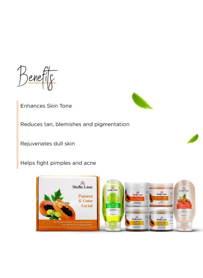 Vedic Line Vedicline Papaya & Lime Facial Kit Helps To Reduce Tan, Blemishes And Pigmentation With Papaya, Lime, Aloe Vera For Clear Radiant Skin, 640Ml  - Image 3