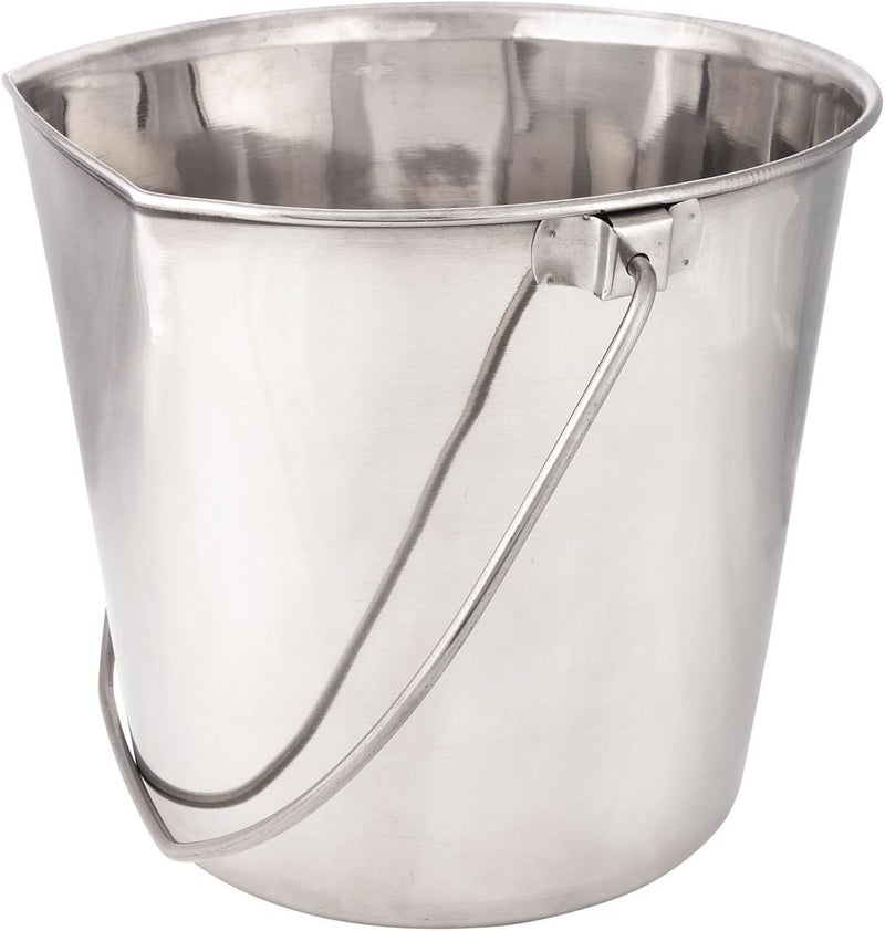 Pro Select ProSelect Stainless Steel Flat Sided Pails — Durable Pails for Fences, Cages, Crates, or Kennels - 8", 4-Quart - Image 1
