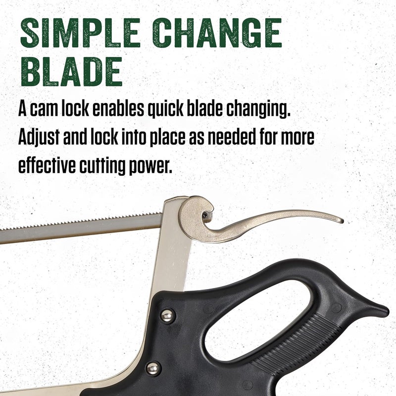 LEM Products 16" Meat Saw with Tightening Cam, Heavy Nickel-Plated Frame, Black Handle - Image 4