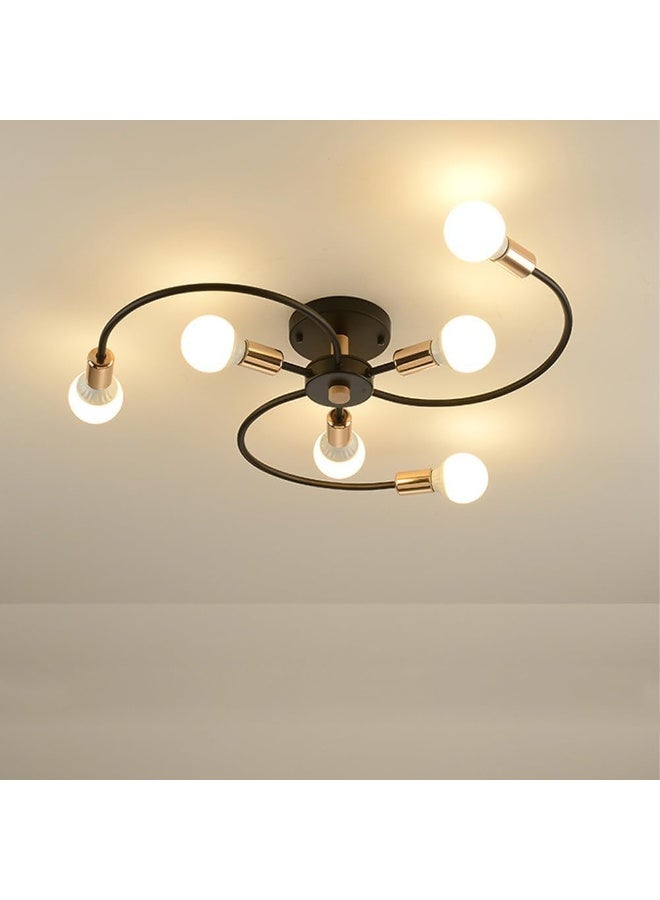 زوبا نجفة مودرن  ملتوي - نجفة سقف حديثة ب6 اطراف – إطار أسود مع لمسات نحاسية – ديكور عصري للصالون أو غرفة الطعام- كود4041 - Image 4