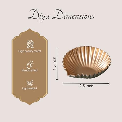 Nestroots Floral Motif Diya Set | Pack of 6 Small Decorative Lamps in Lustrous Metal, Ideal for Lighting Up Spiritual Spaces, Celebrating Cultural Festivities, and Performing Rituals - Image 2