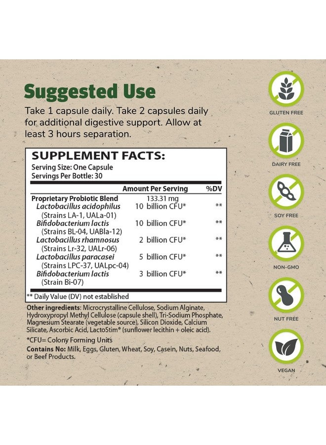 THERALAC Master Supplements Theralac - 30 Capsules, Pack of 2 - Multi-Strain Probiotic for Optimal Gut Health + Gas & Bloating Relief - Gluten Free - 60 Servings - Image 2