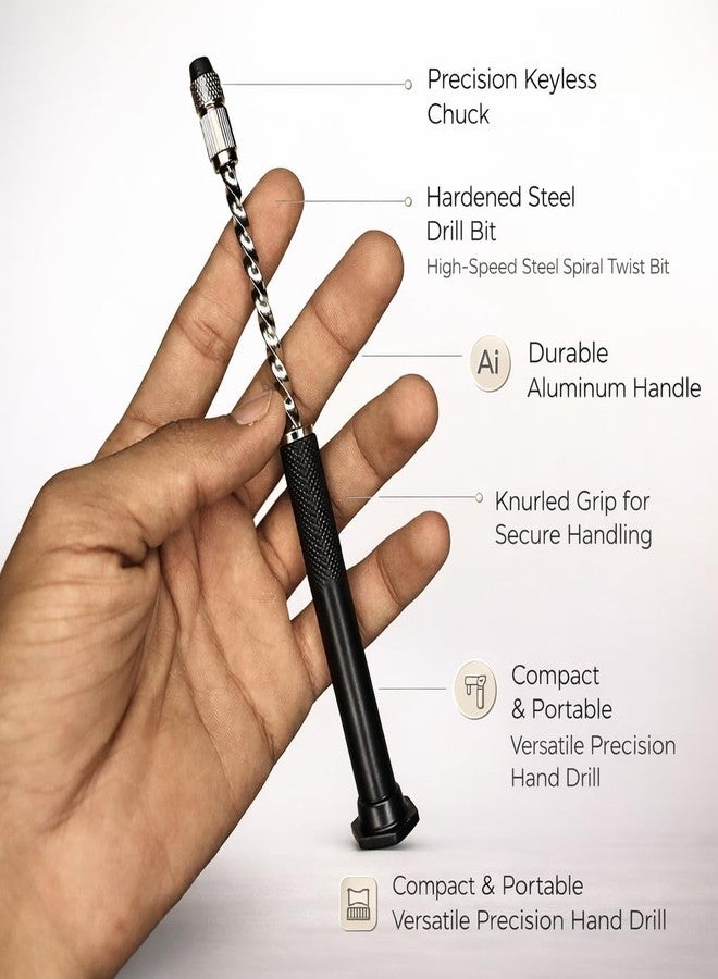 QUORIN Hand Drill for Resin Art,Pcb,Jewelry Making – Includes 4 Precision Micro Bits | Easy-to-Use for Woodworking, Crafts & Keychains - Image 5