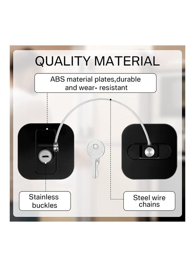 XiuWoo 4-Piece Baby Proof Refrigerator Lock With 4 Keys Black - Image 4