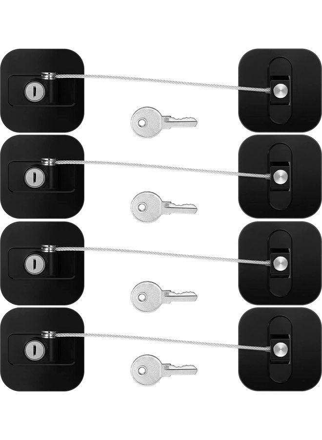 XiuWoo 4-Piece Baby Proof Refrigerator Lock With 4 Keys Black - Image 1