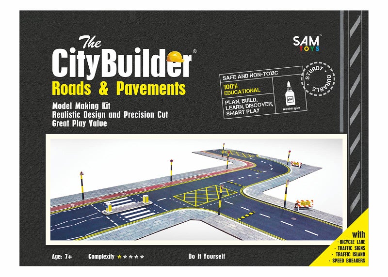 The CityBuilder Roads & PAVEMENTS Cardboard Model Layout Kit - O Scale Model Railroad Accessories - Image 1