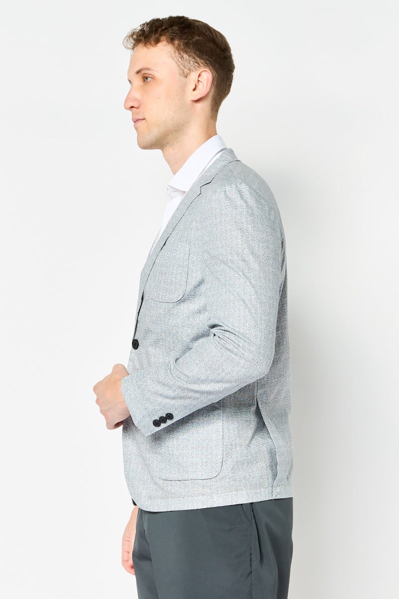 SELECTED Men Regular Fit Chambray Semi Formal Blazer, Multicolor - Image 4
