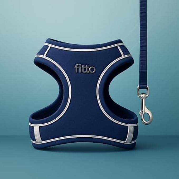 Fitto Pet Harness and Lead Set Size M 18.5x13cm Adjustable Dog Cat Walking Harness with Lead - Image 1