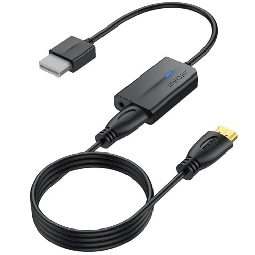 AUTOUTLET محول AUTOUTLET من Wii إلى HDMI بدقة 1080P مع كابل HDMI عالي السرعة بطول 6 أقدام، محول Wii2 HDMI مع مؤشر أزرق، إخراج الفيديو والصوت مع جاك صوت 3.5 مم متوافق مع الأجهزة بدقة Full HD - Image 1