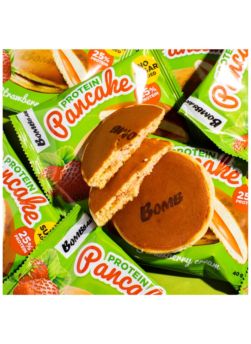 BOMBBAR Protein Pancake Strawberry Cream No Sugar Added 10x40g  - Image 2