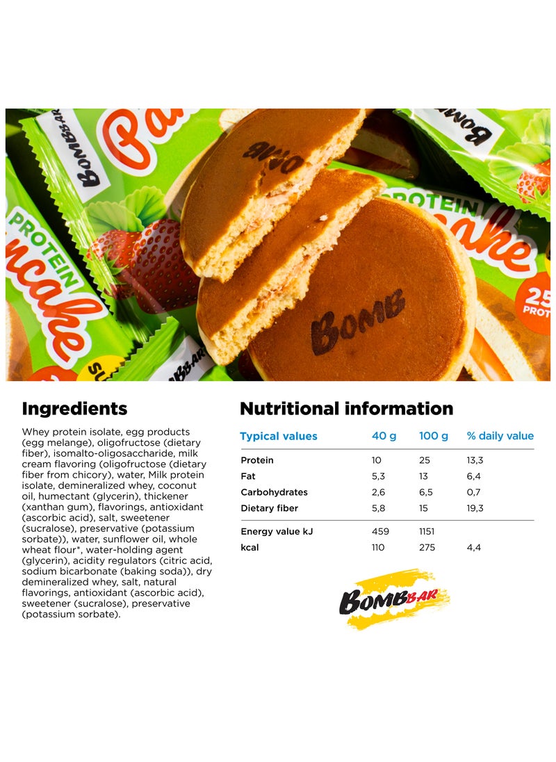 BOMBBAR Protein Pancake Strawberry Cream No Sugar Added 10x40g  - Image 3
