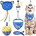 BINGPET Cat Birthday Catnip Toys for Indoor Cats 5 Pcs Cat Birthday Gift Kitten Interactive Toy for Boy Girl Cats Soft Plush Catmint Kitty Chew Kick Toy Hat Bandana Balloon Cake Fish Dark Blue - Image 3